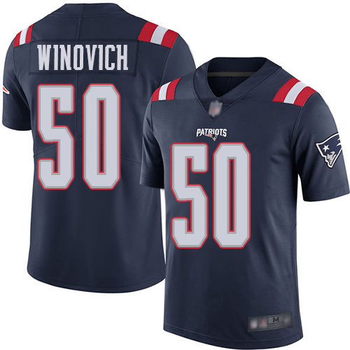 New England Patriots Football 50 Rush Vapor Limited Navy Blue Men Chase Winovich NFL Jersey